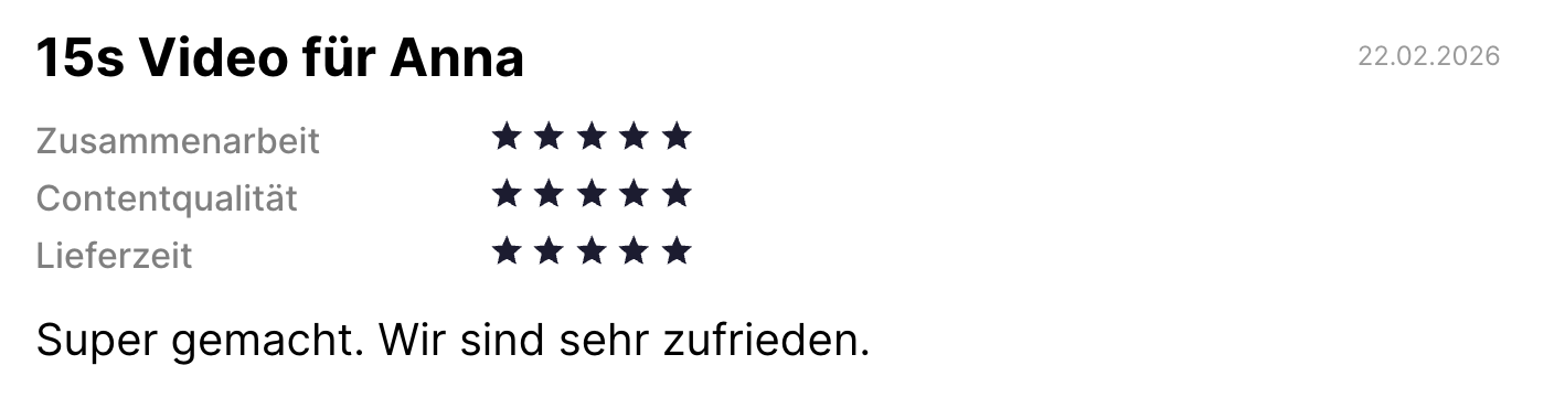 Bewertung von Anna — 15s Reel
