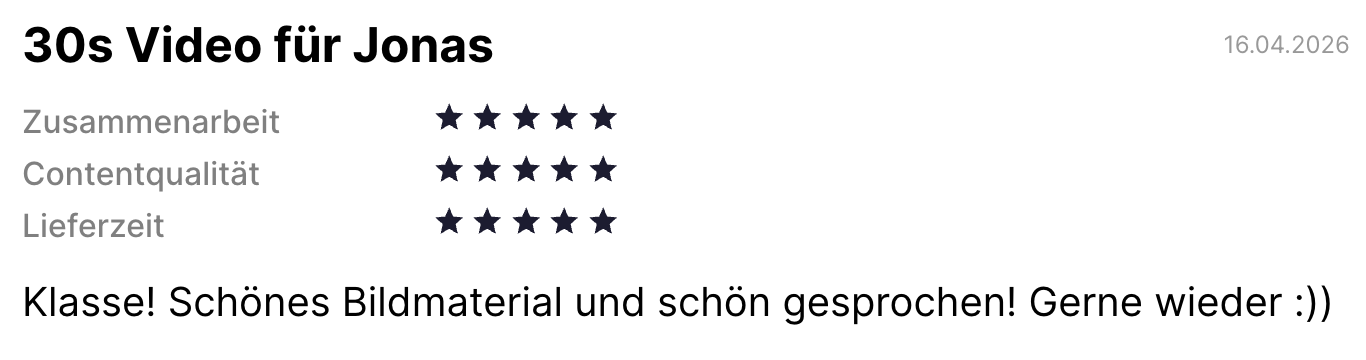 Bewertung von Jonas — 30s Reel